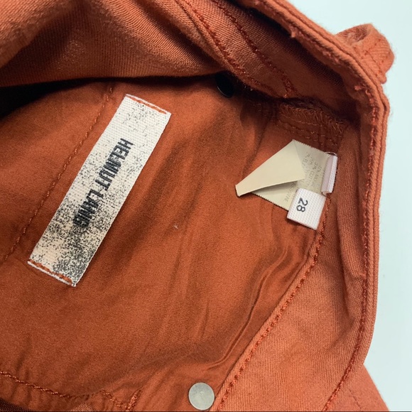 HELMUT LANG SLIM ORANGE DARK RUB JEANS SZ 28 EUC - Picture 8 of 8